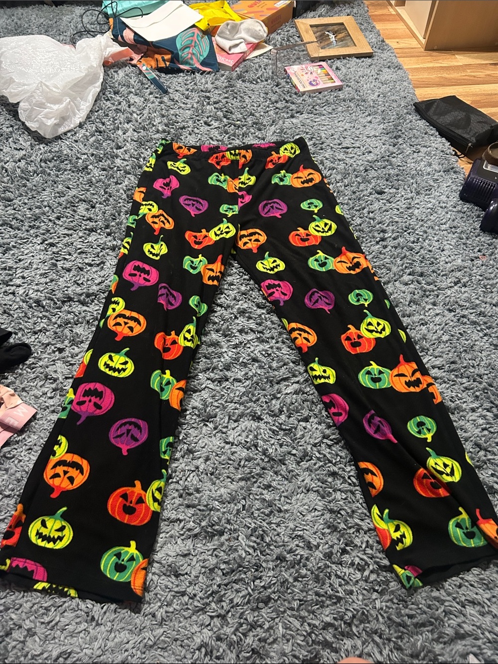 Black Halloween Pumpkin Straight-Leg Pants